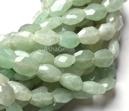 Green Aventurine Faceted Oval Shape Beads,13" Strand Shaded Aventurine Hand Cut Oval Gemstone Beads, Natural Margaj Beads Handmade For Craft