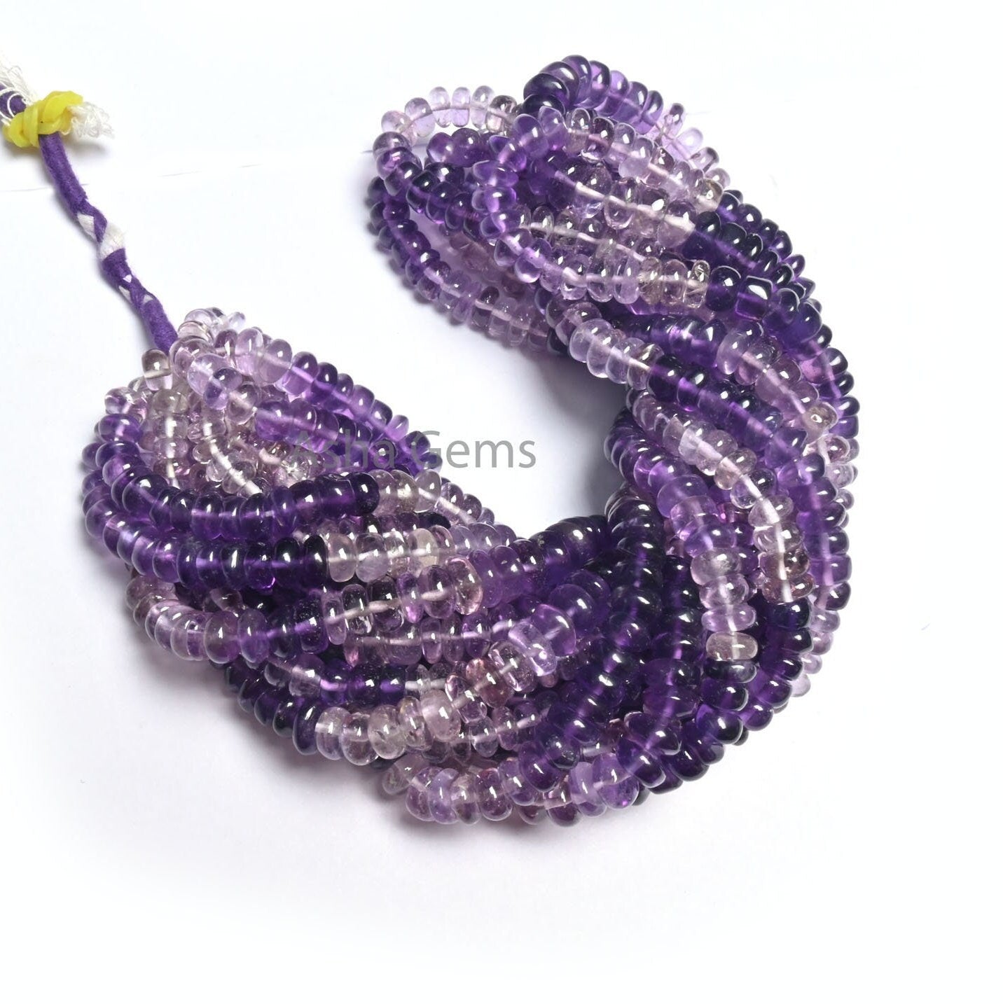 17" Strand Beautiful Amethyst Smooth Rondelle Gemstone Beads, Natural Amethyst Beads Shaded Purple Amethyst handmade Bead Jewelry Craft SALE