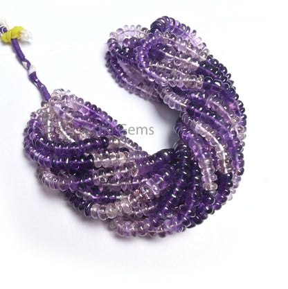 17" Strand Beautiful Amethyst Smooth Rondelle Gemstone Beads, Natural Amethyst Beads Shaded Purple Amethyst handmade Bead Jewelry Craft SALE