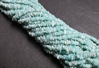 Natural Blue Amazonite Uncut Chip Beads Strand, Amazonite Smooth Raw Rough Flat Slice Gemstone Beads For Jewelry & Crafts (AG 22373)
