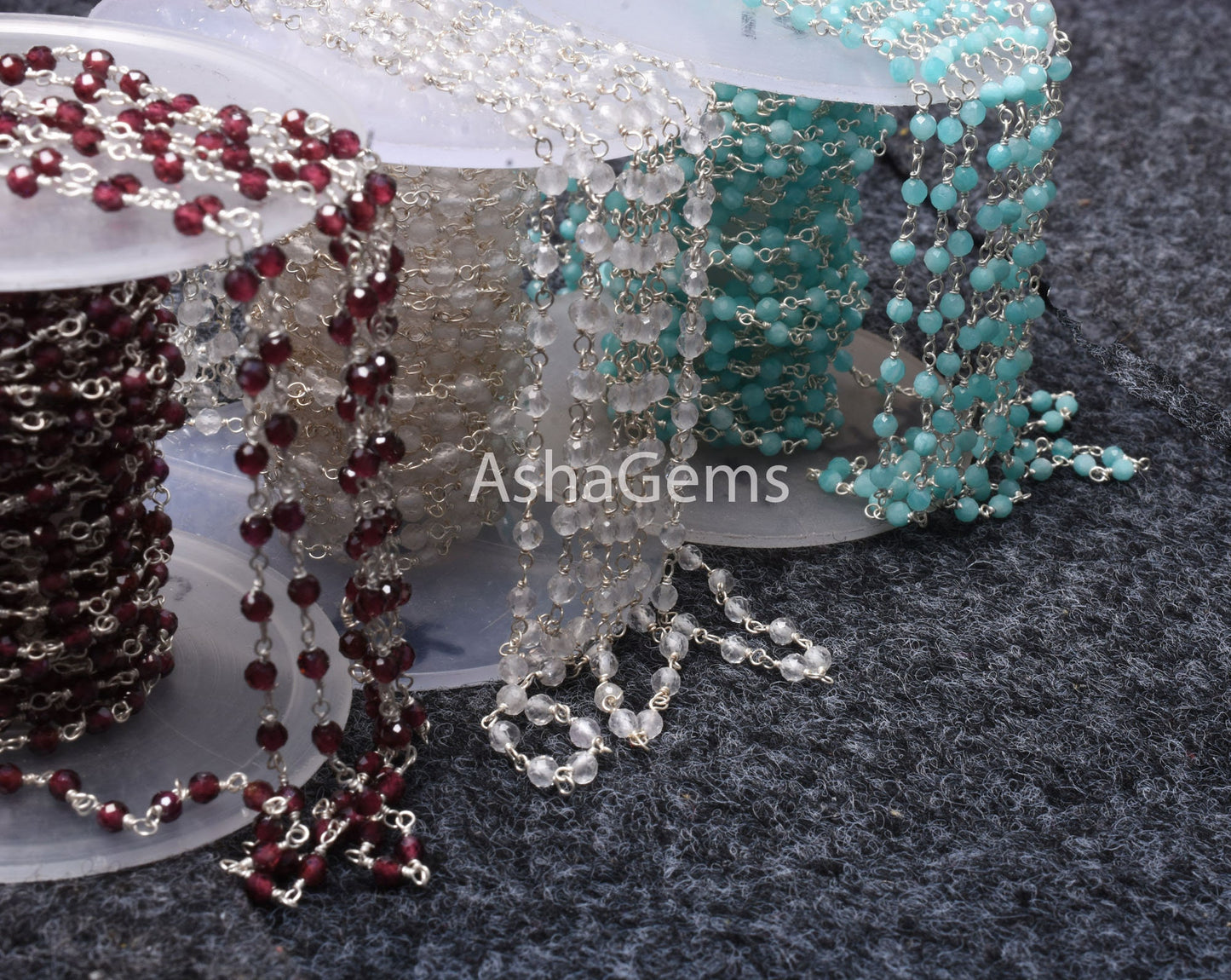92.5 Silver Rosary chain Wire Wrapped Natural garnet Crystal Amazonite Faceted Beads Chain Real Silver gemstone Beaded rosary chains Jewelry