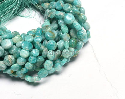 Beautiful Blue Amazonite Smooth Coin Gemstone Loose Beads, natural Blue Amazonite Coin Plain Handmade Straight Drill Bead Jewelry Craft SALE