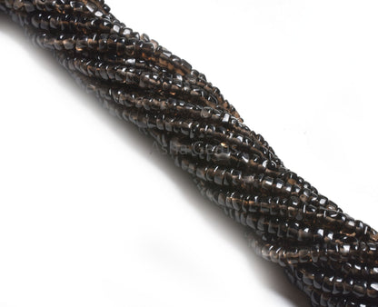 Natural Smoky Smooth Handmade Uneven Tyre Shape Beads,12"std Black Smoky Quartz Beads, Smoky Smooth Gemstone Beads Jewelry Making Craft Sale