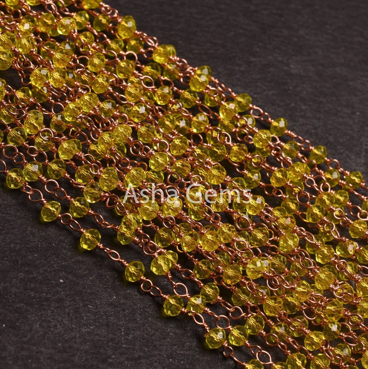 AAA Lemon Quartz Hydro Micro Cut Beads Rosary Chain Gold,Rose Gold Plated Wire Wrap Rondelle Beaded Handmade Chain Jewelry Making Chain SALE