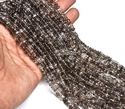 Natural Smoky quartz Button Shape Beads,13" Strand Shaded Smoky Smooth Button Beads, Gemstone Plain Handmade Button Beads For Jewelry Crafts