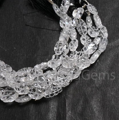 Beautiful Crystal Quartz Carving Oval Shape Handmade Beads, White Crystal Smooth Oval Carved Straight Drill Gemstone Loose Bead Jewelry SALE