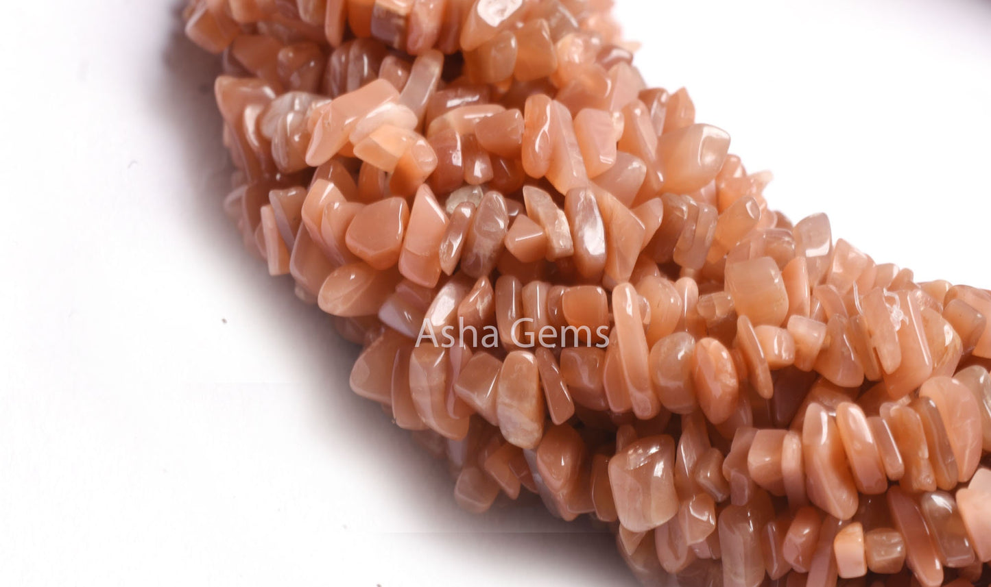Dark Peach Moonstone Uncut Chip Gemstone Beads, 17,34" Strand Natural Moonstone Smooth raw Rough Beads, Fine Quality Moonstone Beads Jewelry
