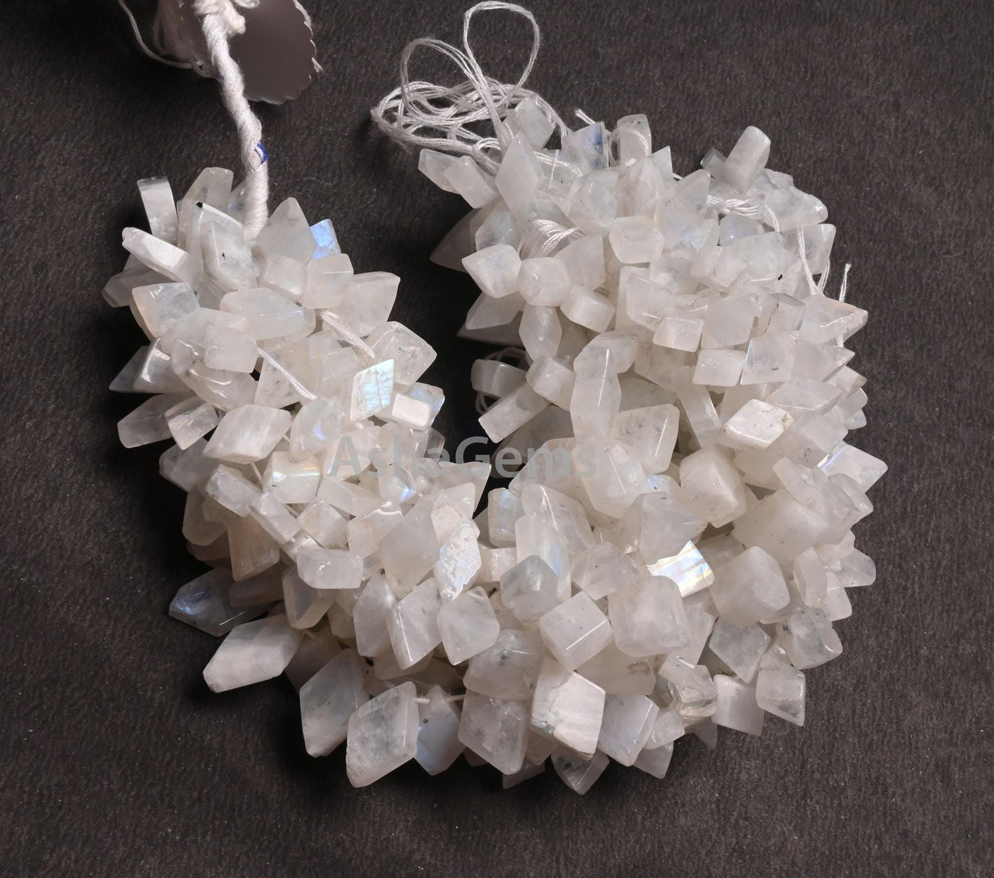 Flashy Rainbow Moonstone Smooth Rhombus Shape Beads, White Rainbow Fancy Flat rhombus Side Drill Blue Fire rainbow Beads Jewelry Crafts SALE