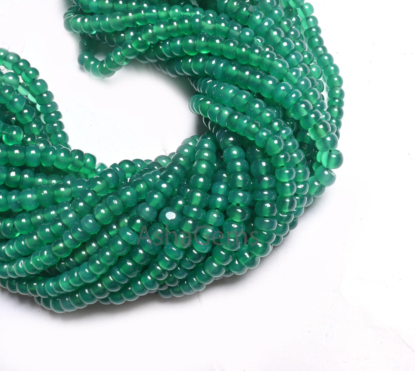 AAA Quality Green Onyx Smooth Rondelle Gemstone Beads,16" Strand Onyx Beads, Beautiful Green Onyx Plain Roundelle Handmade Bead Jewelry SALE