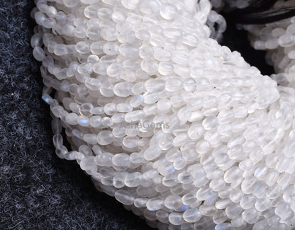Blue Fire Rainbow Moonstone Smooth Mat Finish Oval Beads,13"Strand Natural White rainbow Moonstone handmade Uneven Oval Beads Jewelry Making (AG 6568 )