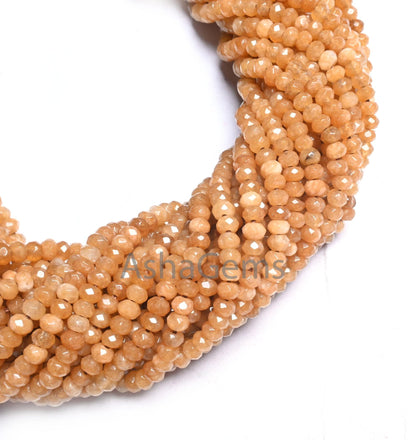 14" Fine Quality Dusky Brown Jade Quartz Faceted Gemstone Loose Beads,4.5x3 mm Beautiful Brown Jade Machine Cut Rondelle Beads Jewelry SALE