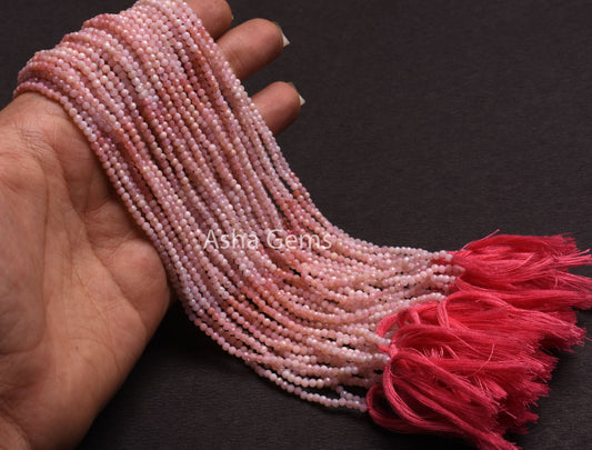 2.5mm AAA Real Pink Opal Micro Cut Gemstone Beads,13"Strand Natural Shaded Pink Opal Machine Cut Tiny Rondelle Beads, Opal Bead Jewelry SALE