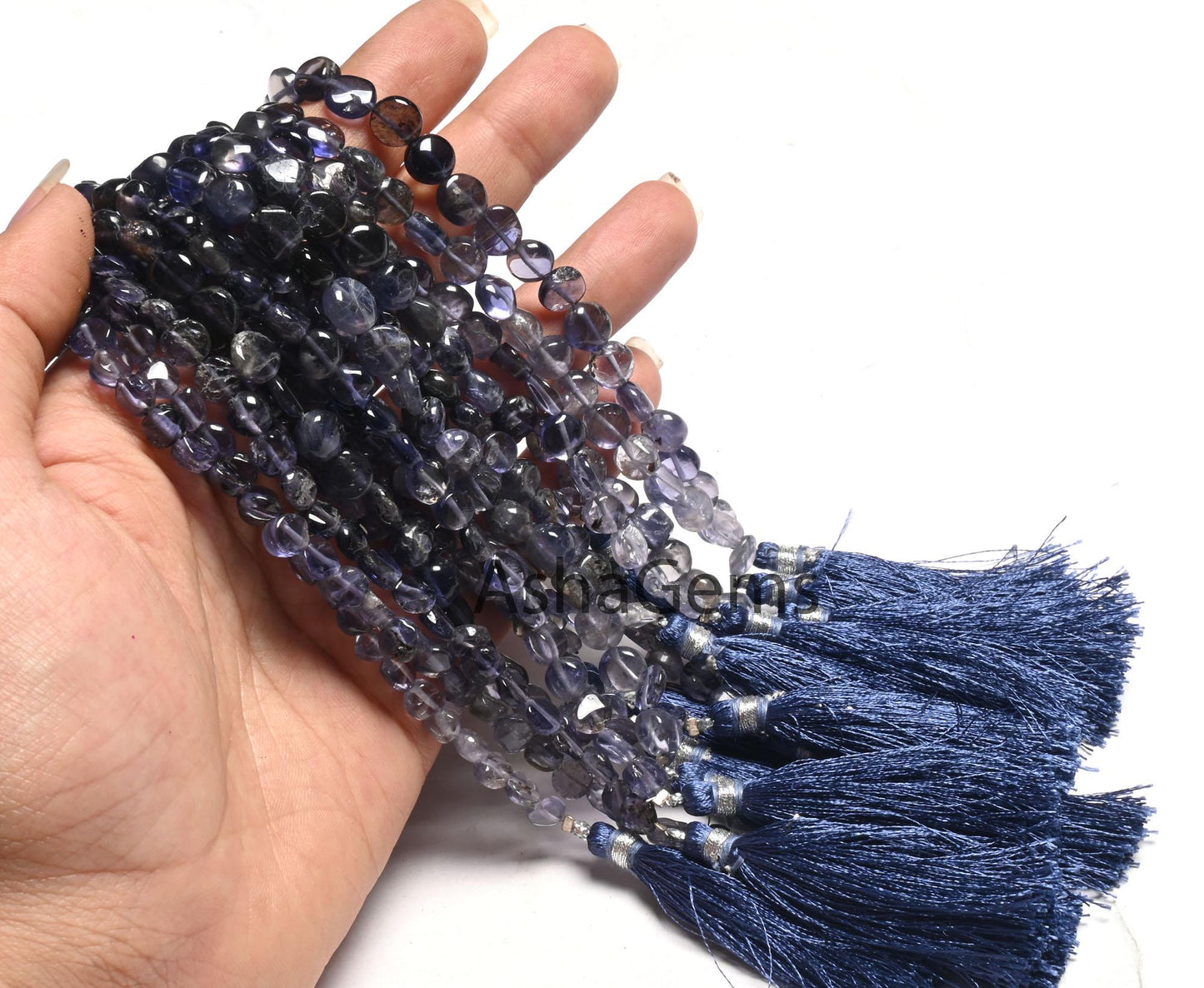Natural Iolite Smooth Coin Shape Gemstone Loose Beads, Shaded Blue Iolite Plain Handmade Coin Straight Drill Bead, Iolite Beads Jewelry SALE