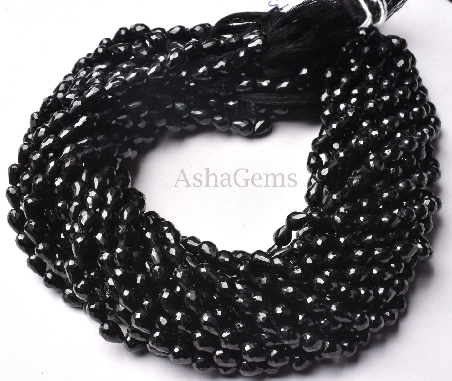 Natural Black Spinel Faceted Drops Shape Beads,5x7 mm Black spinel Faceted Drops Beads,13 Inch Fine Quality Spinel Briolette Gemstone Beads
