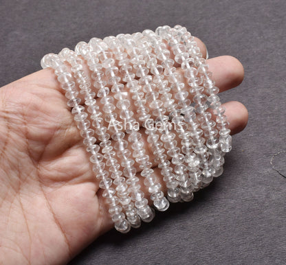Natural Crystal Quartz Smooth Button Shape Gemstone Beads,13" Clear Crystal Plain Button, White Crystal beads handmade jewelry Crafts SALE