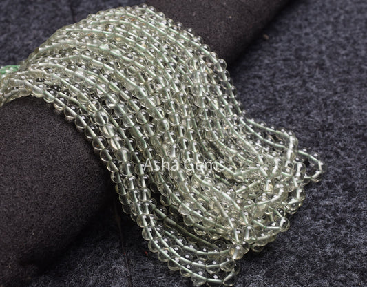 16"Strand AAA Green Amethyst Smooth Round Shape Beads,5-6mm Natural Green Amethyst Beads, Amethyst Loose Bead Round Ball Jewelry Making SALE