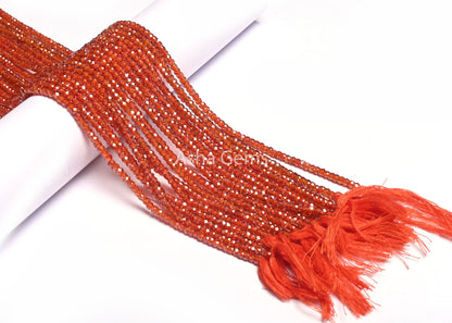 3 mm Beautiful Orange Zircon Micro Cut Rondelle Gemstone Bead,12.5" Wine Orange Cubic Zirconia Machine Cut Beads Jewelry Necklace Craft SALE