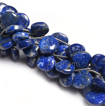 Beautiful Blue lapis Lazuli Smooth Heart Shape Beads, Natural Lapis Plain handmade Heart Side Drill Gemstone lapis Bead Jewelry making Craft