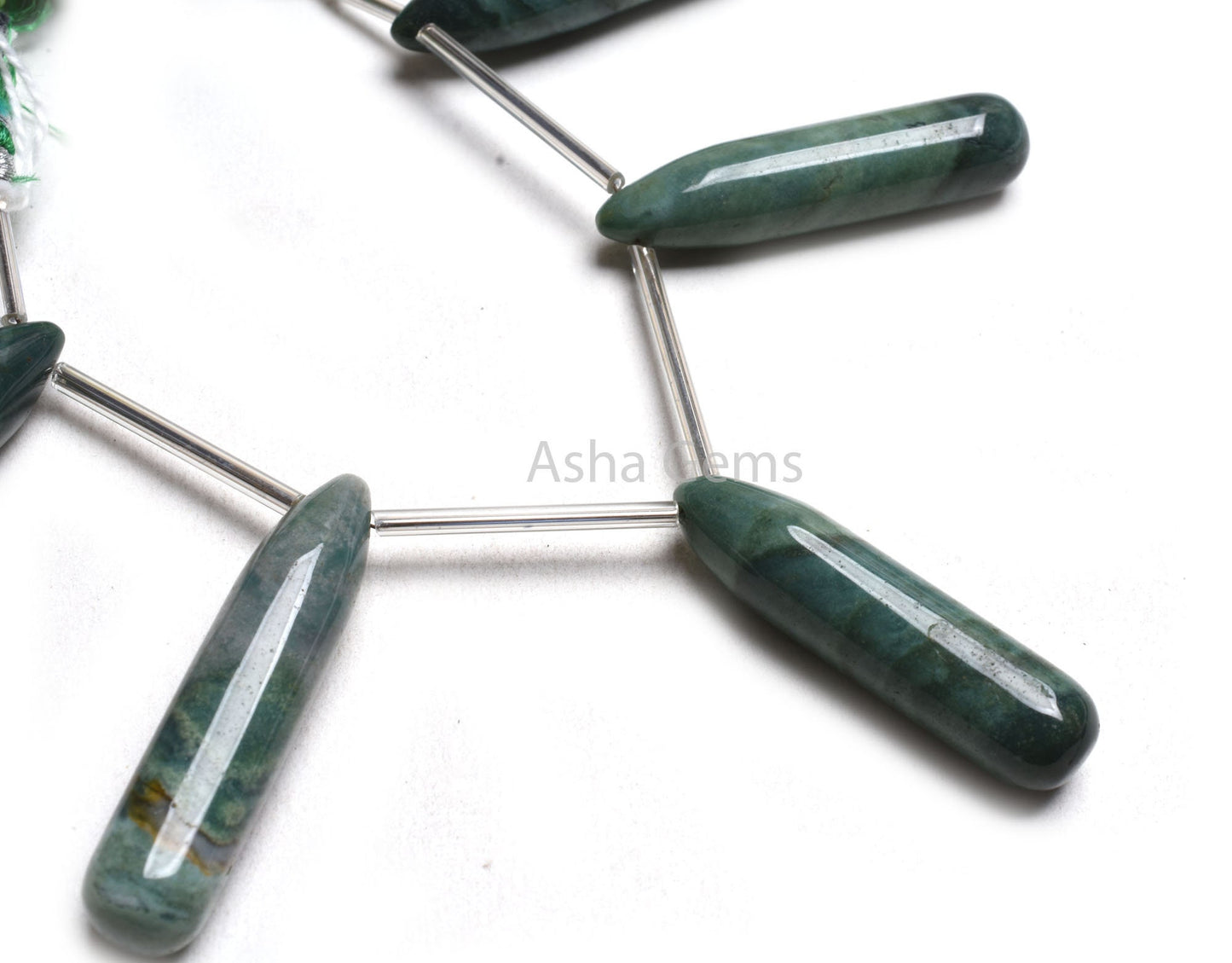 Shaded Green Jasper Smooth Fancy Long Pencil Drop Beads, Jasper Plain Handmade Side Drill Teardrop Gemstone Bead Jasper Bead Handicraft SALE