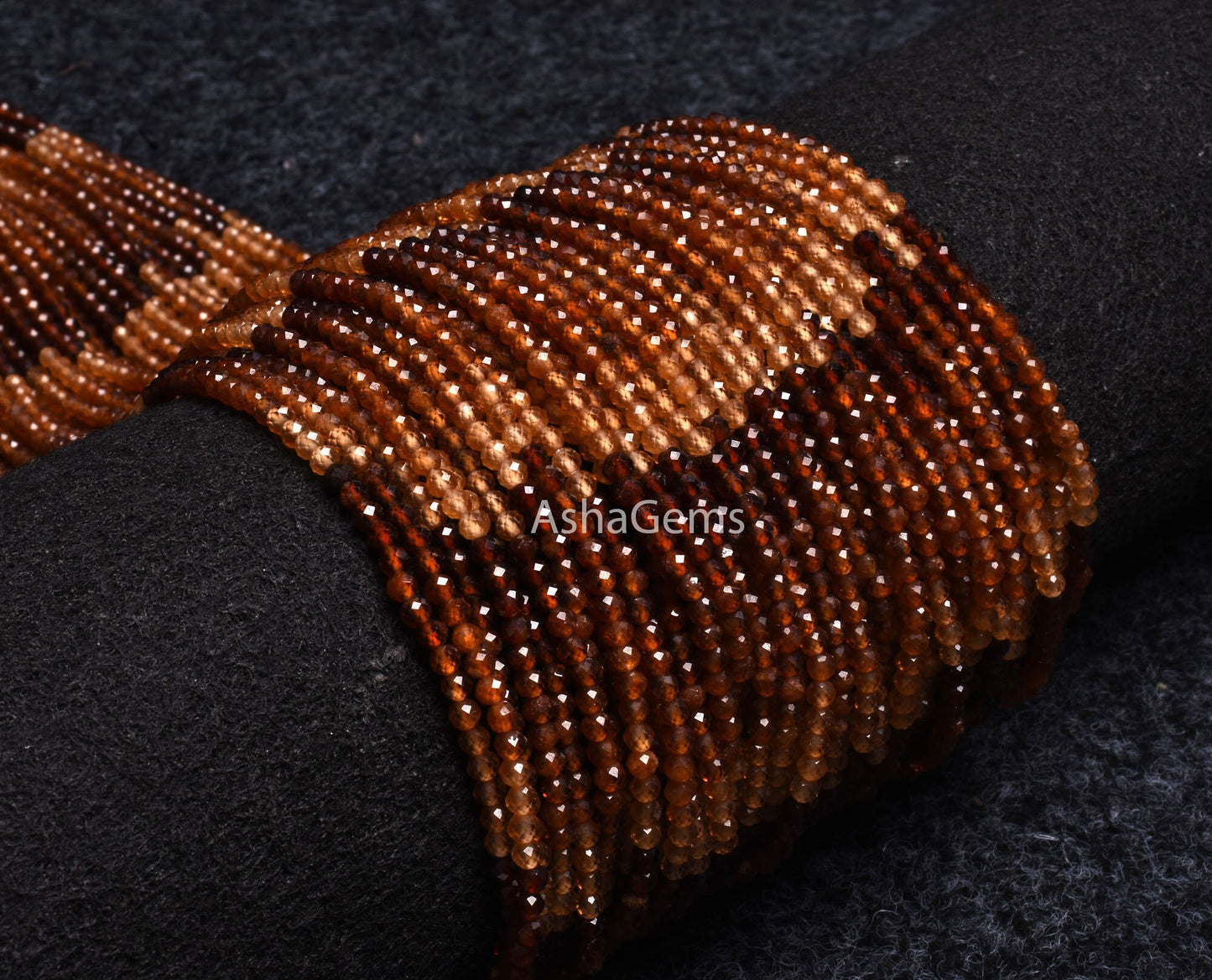 3 mm Genuine hessonite Faceted rondelle Shape Gemstone Beads Shaded Brown Hessonite Micro Faceted Machine Cut Beads, AAA Hessonite Bead SALE ( 11438)