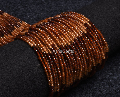 3 mm Genuine hessonite Faceted rondelle Shape Gemstone Beads Shaded Brown Hessonite Micro Faceted Machine Cut Beads, AAA Hessonite Bead SALE ( 11438)