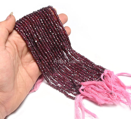 Natural Garnet Indian machine Cut Rondelle Gemstone Loose Beads,13" Strand Red Garnet Faceted Beads, Fine garnet Beads Jewelry Making Crafts