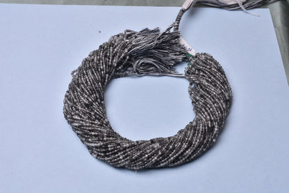 AAA Quality Black Rutile Faceted Micro Cut Beads,2.5mm Natural Rutilite Machine Cut Rondelle Gemstone Beads,13" Rutile Bead Necklace Jewelry