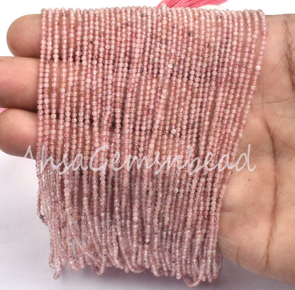 Amazing Pink Strawberry Faceted Rondelle Shape Beads, natural Strawberry Micro Faceted Machine Cut Beads, Pink Gemstone Tiny Beads, Jewelry