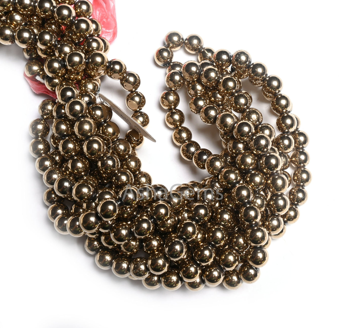 8 mm Beautiful Golden Pyrite Smooth Round Ball Gemstone Beads, AAA Quality Pyrite Gold Plated Round Shape Plain Pyrite Bead Jewelry Crafts