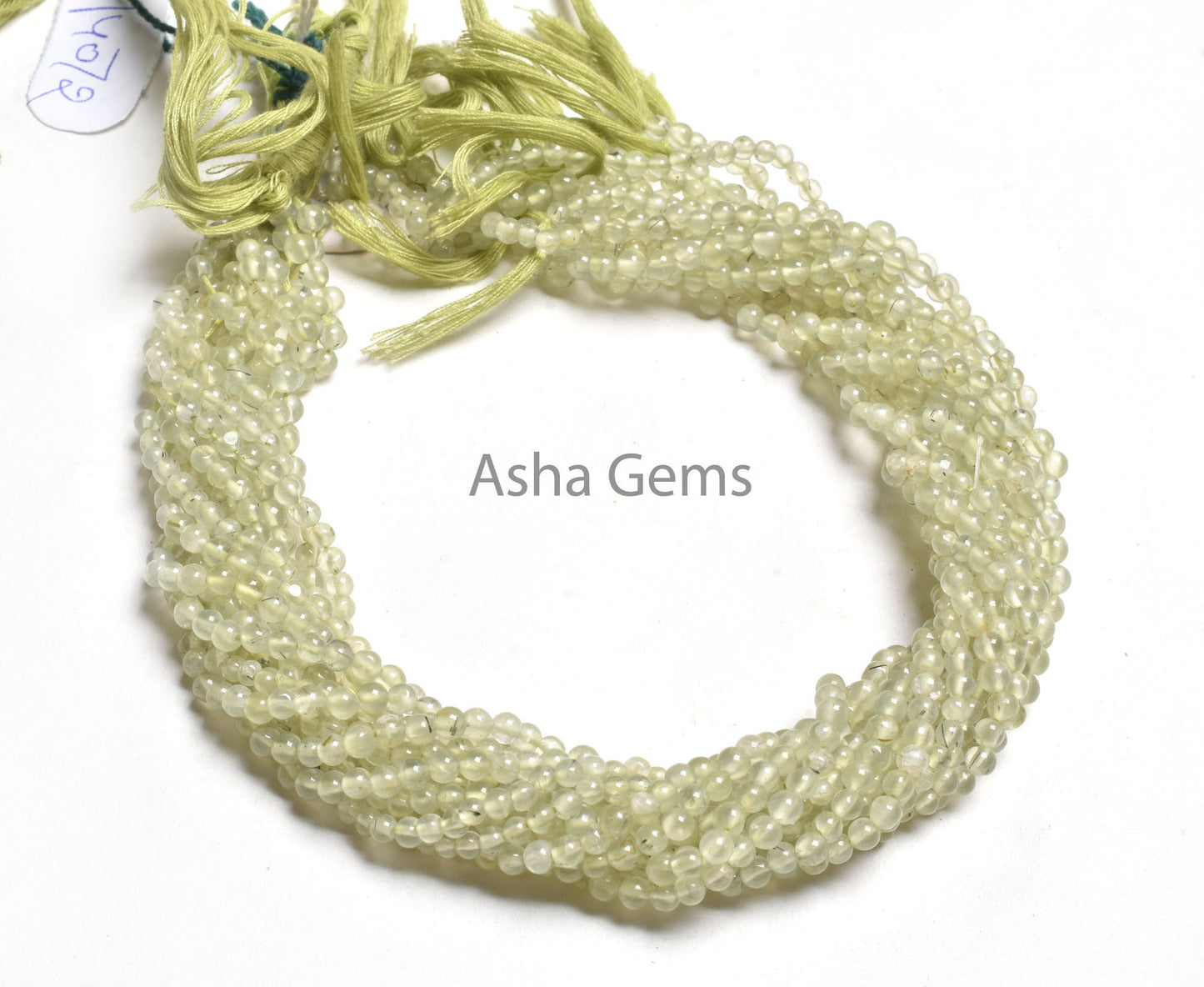 3.5,4 mm Natural Prehnite Smooth Round Ball Beads,13"Strand Light Green Prehnite Plain Round Shape Gemstone Beads Prehnite Bead Jewelry SALE