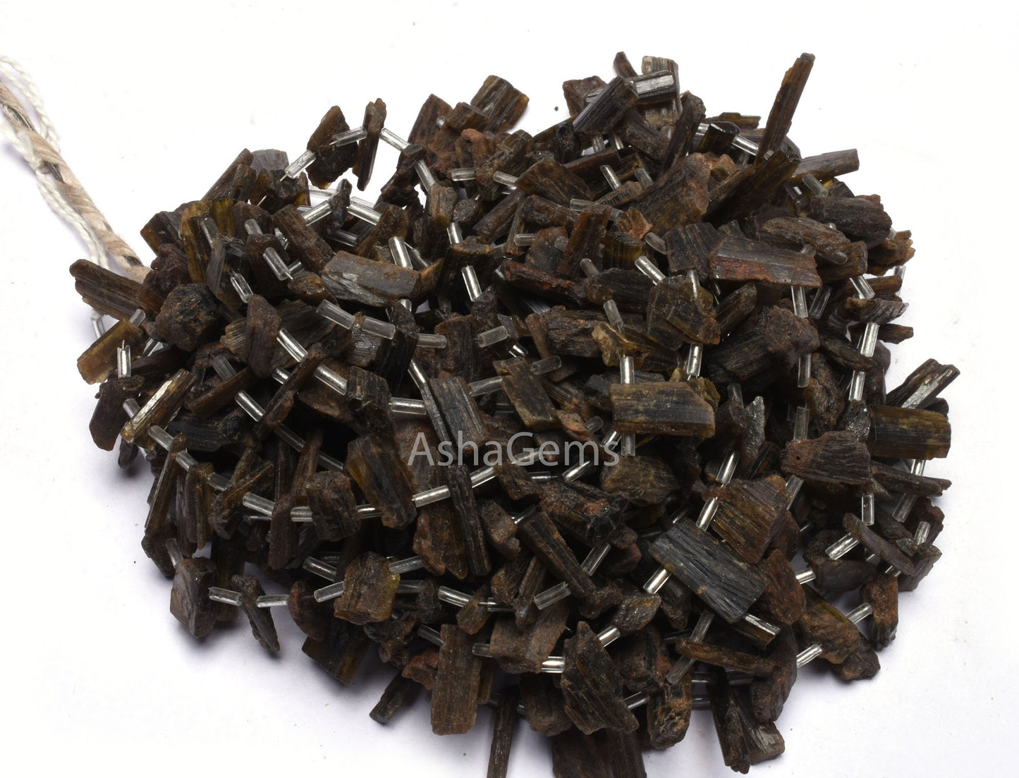 Natural Epidote Rough Gemstone Beads, 14 Inch Strand Epidote Beads, Epidote Long Raw Rough Stick Shape Uneven Beads For Boho Jewelry Crafts