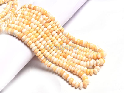 Yellow Opal Smooth Rondelle Shape Beads,8,16" Strand Yellow Shaded Opal Plain Gemstone Handmade Beads For Jewelry, AAA Yellow Opal Bead Sale