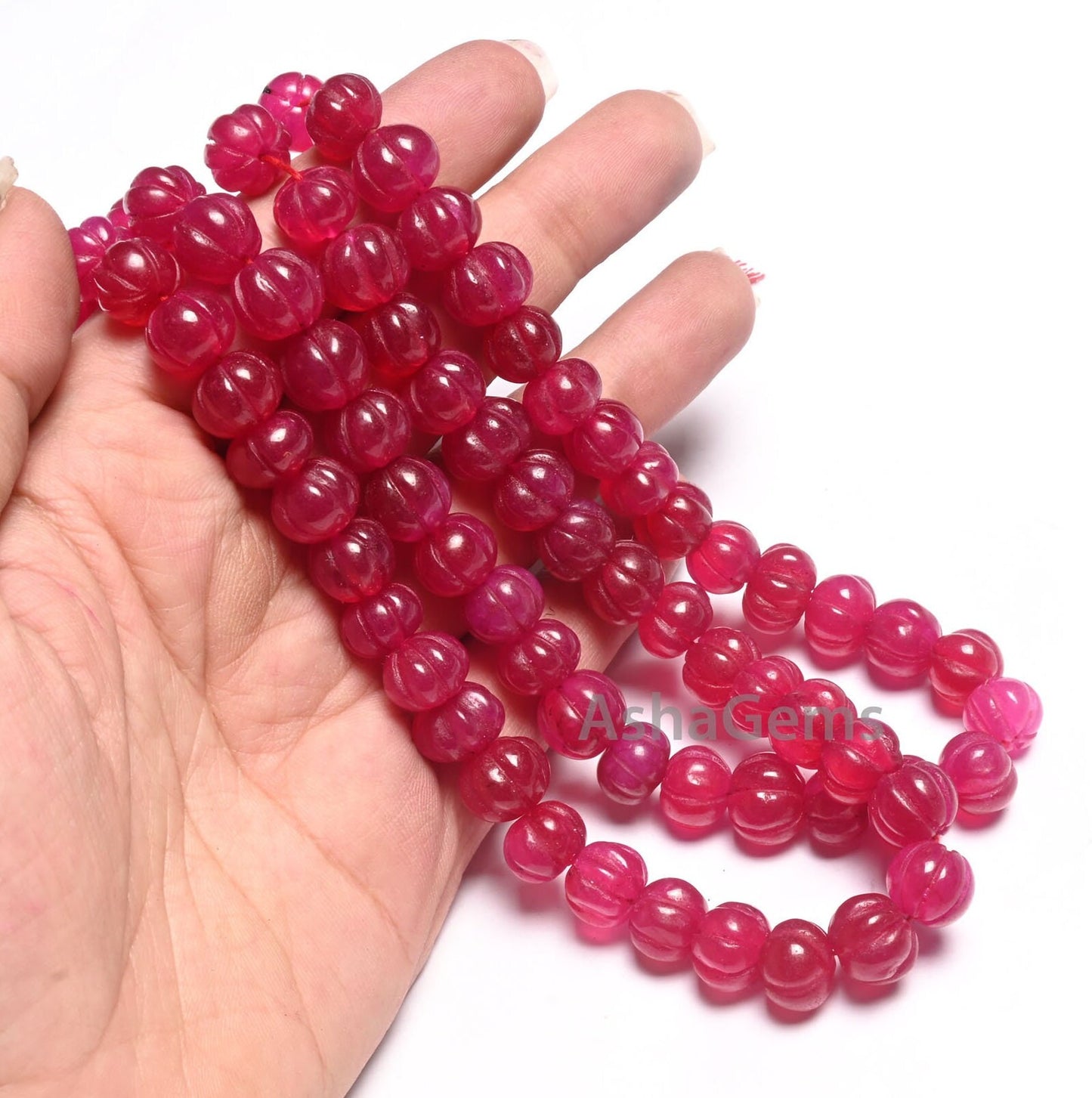 Beautiful Red Quartz carving Pumpkin Gemstone Melon Beads, Fine Red Ruby Color Quartz Carved Rondelle Handmade watermelon Beads Jewelry SALE