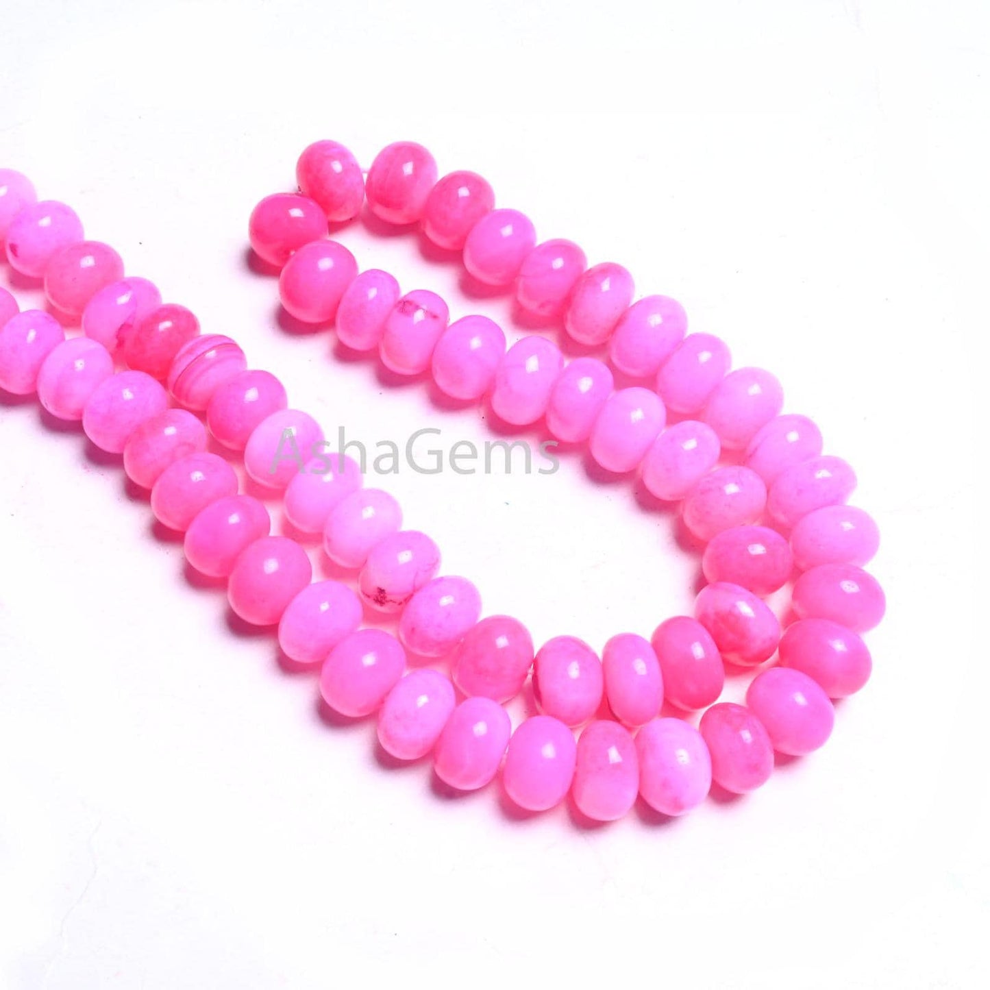 9mm Beautiful Queen Pink Opal Smooth Rondelle Beads,8/16" Strand AAA Hot Pink Opal Shaded Handmade Gemstone Opal Beads Necklace Jewelry SALE