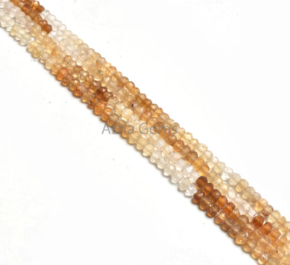 4 mm Yellow Citrine Indian Cut Faceted Beads,13" Strand Natural Citrine Quartz Faceted Rondelle Beads, Fine Citrine Bead Jewelry Making SALE