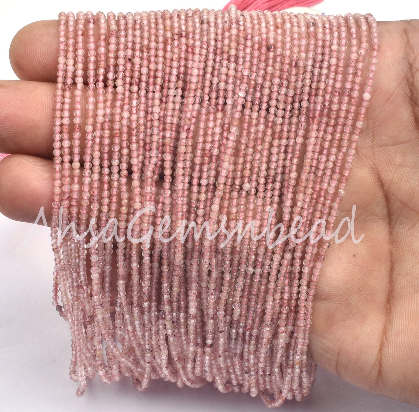 Amazing Pink Strawberry Faceted Rondelle Shape Beads, natural Strawberry Micro Faceted Machine Cut Beads, Pink Gemstone Tiny Beads, Jewelry
