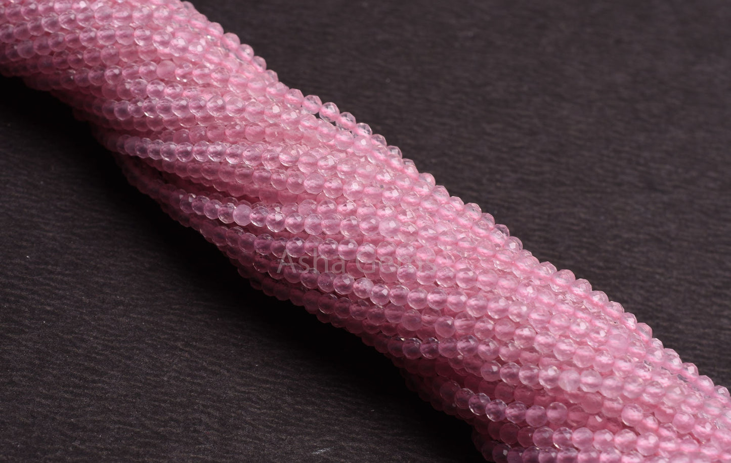 AAA Quality Pink rose Quartz Micro Cut Rondelle Gemstone Beads,2.5 mm Natural Rose Quartz Machine Cut Faceted Beads,12" Quartz Beads Jewelry