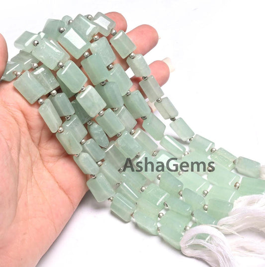 Fine Aventurine Fancy Chiclet Shape Gemstone Beads,9" natural Green Aventurine Rectangle Handmade Straight Drill Margaj Beads Jewelry making