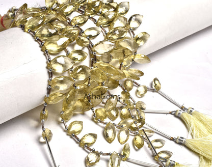 AAA Quality Lemon Quartz Faceted Marquise Shape Gemstone Beads, Lemon Marquise Beads, Lemon Faceted Marquise Briolette Beads Jewelry makings