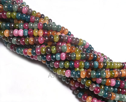 8 mm Beautiful Tourmaline Color jade Quartz Smooth Rondelle Beads,15" Fine Multi Color Shaded Tourmaline Quartz Gemstone Beads Jewelry Craft (AG 12318)