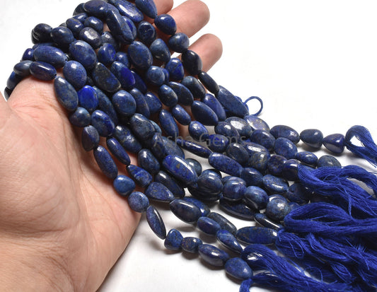 13" Strand Blue Lapis Lazuli Smooth Nugget Gemstone Loose Beads, Natural Lapis handmade Tumble Uneven Straight Drill Bead Jewelry Craft SALE