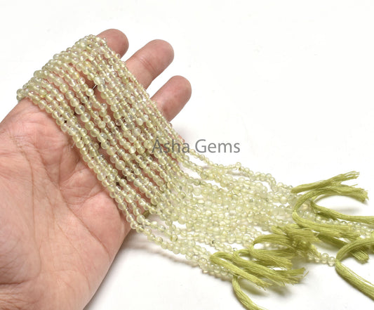 3.5,4 mm Natural Prehnite Smooth Round Ball Beads,13"Strand Light Green Prehnite Plain Round Shape Gemstone Beads Prehnite Bead Jewelry SALE