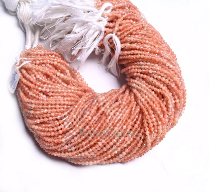 AAA Quality Natural Sunstone Micro Cut Gemstone Beads,3.5 mm Shaded Sunstone Machine Cut Rondelle Sunstone Beads Jewelry Making Crafts SALE