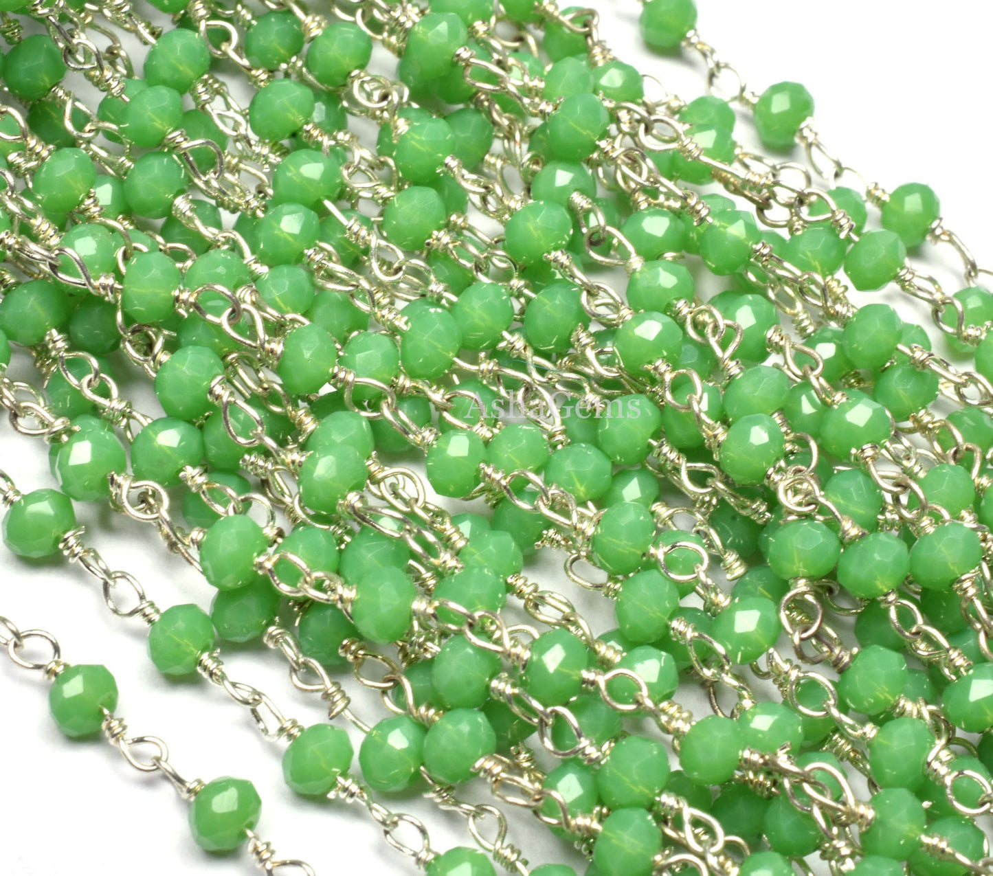 Green Jasper Hydro Faceted Rondelle Jewelry Beads Rosary Chain 1 to 50 Feet Bulk Roll Supply Chain 3-3.5 Green Crystal Rosary Chain CRAFTS