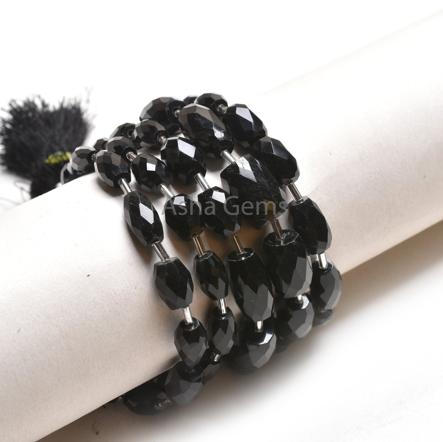 AAA Quality Black Onyx Fancy Barrell Shape faceted Gemstone Beads, Onyx Fancy Loi Shape Straight Drill Bead Black Onyx Beads Jewelry Crafts
