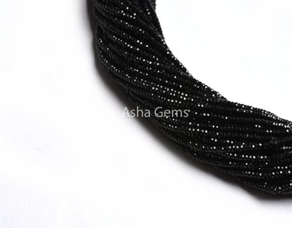 AAA+ Quality Black Spinal Micro faceted Machine Cut Flat Rondelle Beads,2.2x1.1 mm Natural Black Spinel Diamond Cut Beads, Spinel Beads SALE