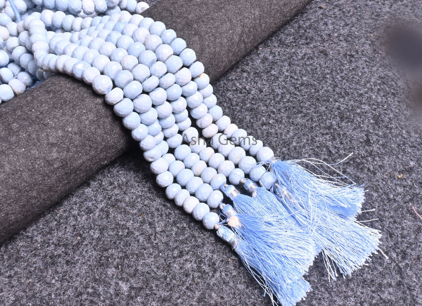 Fine Blue Oregon Opal Faceted Rondelle Gemstone Beads,8" Strand Light Blue Opal Indian Machine Cut Beads, Opal Beads Jewelry Handicraft SALE