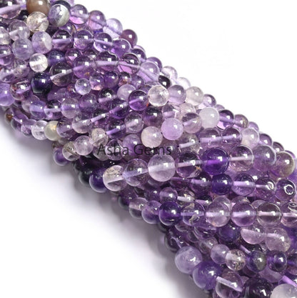 Natural Amethyst Smooth Round Gemstone Beads, Shaded Purple Amethyst Beads, African Amethyst Plain Round Ball Shape Bead Jewelry Crafts SALE