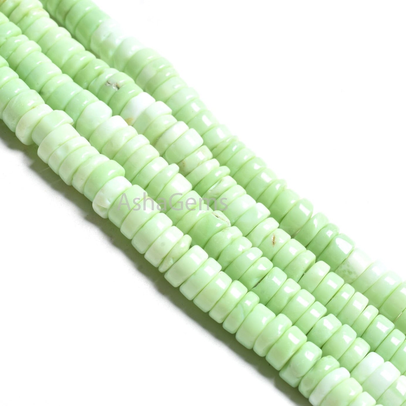 7.5 mm Shaded Green Opal Smooth Tyre Heishi Gemstone Beads,15" Fine parrot Green Opal Handmade Flat Wheel Shape Bead, Mint Opal Bead Jewelry