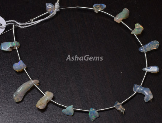Beautiful Multi Fire Ethiopian Opal Utreated Raw Beads, 9" strand Natural Colorful Fire Ethiopian Opal Uneven Shape Beads, Rock Mineral Opal